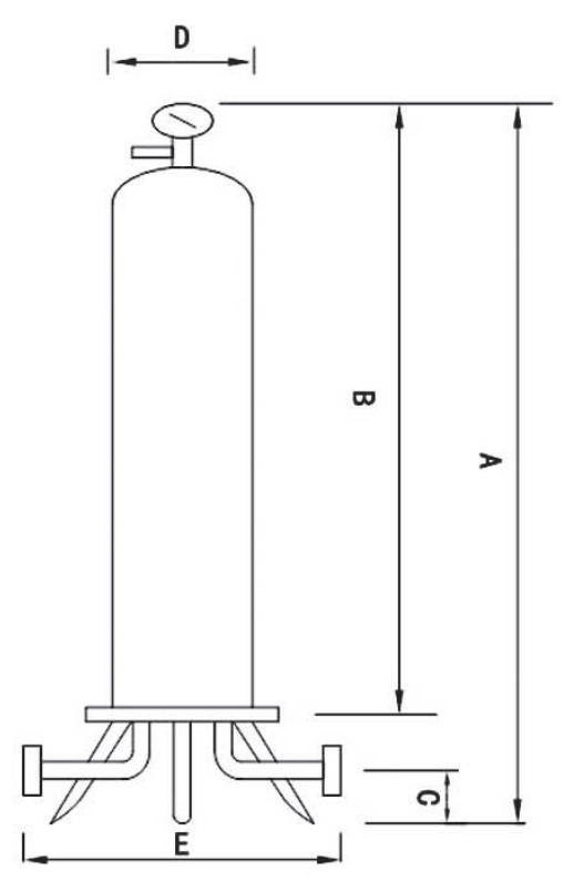 VITHY Stainless Steel Cartridge Filter Housing Outer Dimensions